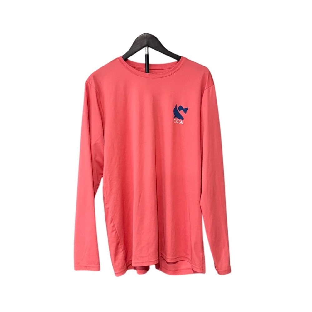 CCA Coastal Conservation Association Mens Medium Coral Pink LS Performance Shirt